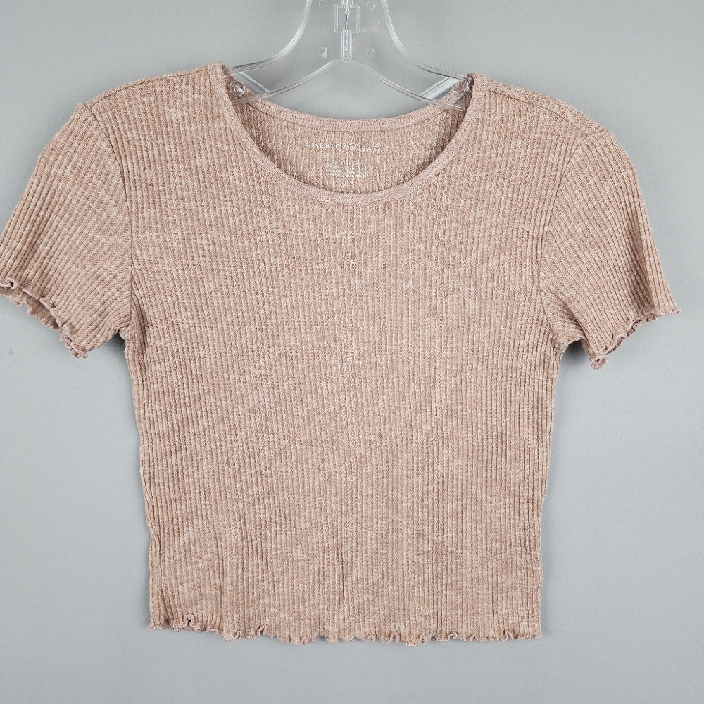 American Eagle Ribbed Tan Crop Top Sz XS